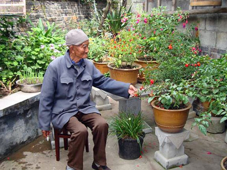 101的老寿星赵庞氏老人长寿秘诀——养花弄草